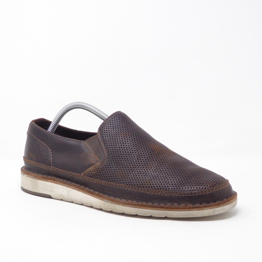 Trask Barnett Venetian Mens Slip On Shoes Brown Perforated Leather Size 9M